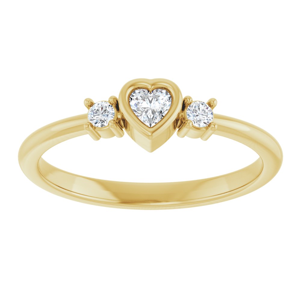 3X3 Moissanite Heart Accented Ring