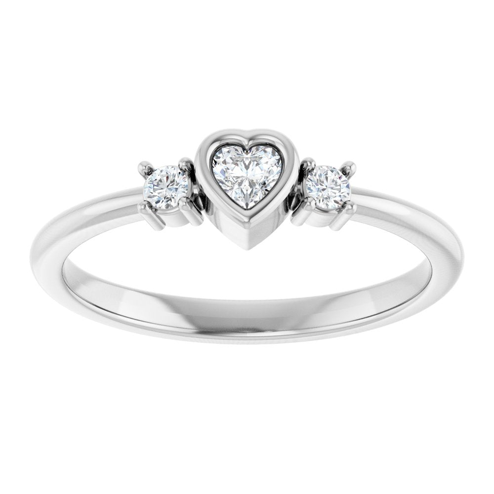 3X3 Moissanite Heart Accented Ring