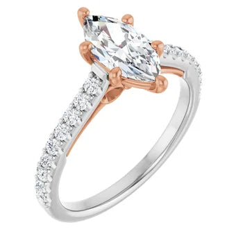 Marquee Diamond 14k Rose gold and 14k white gold engagement ring