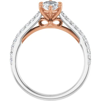 Marquee Diamond 14k Rose gold and 14k white gold engagement ring