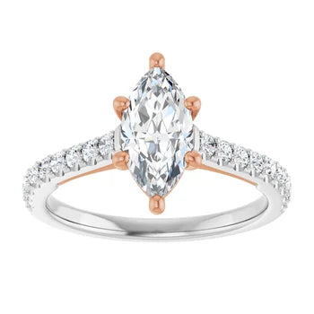 Marquee Diamond 14k Rose gold and 14k white gold engagement ring