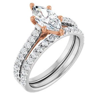 Marquee Diamond 14k Rose gold and 14k white gold engagement ring