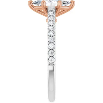 Marquee Diamond 14k Rose gold and 14k white gold engagement ring