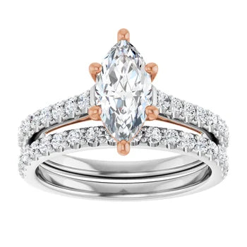 Marquee Diamond 14k Rose gold and 14k white gold engagement ring