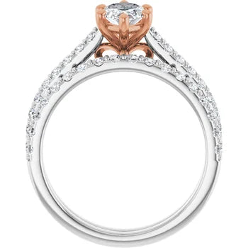 Marquee Diamond 14k Rose gold and 14k white gold engagement ring